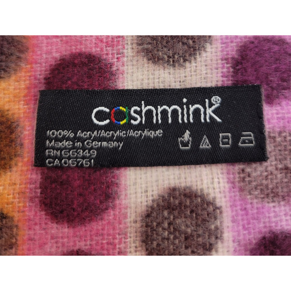 Cashmink Purple Dot AOP Made in Germany Fringe Wrap Shawl Scarf 62"X11" - Picture 5 of 5